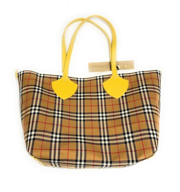 Burberry Giant Reversible Large Canvas Yellow Cotton Tote