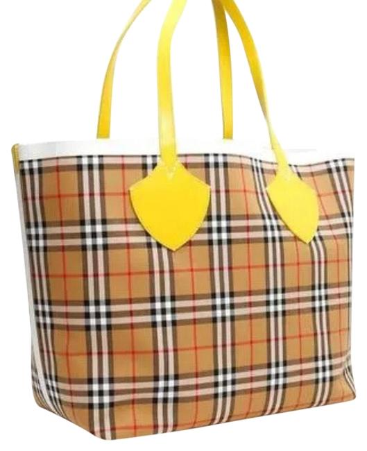 Burberry Reversible Giant YellowBlue Cotton Tote