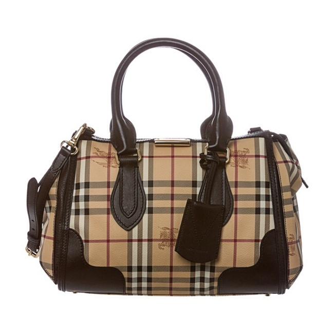 Burberry Gladstone Brown Coated Canvas Leather Tote
