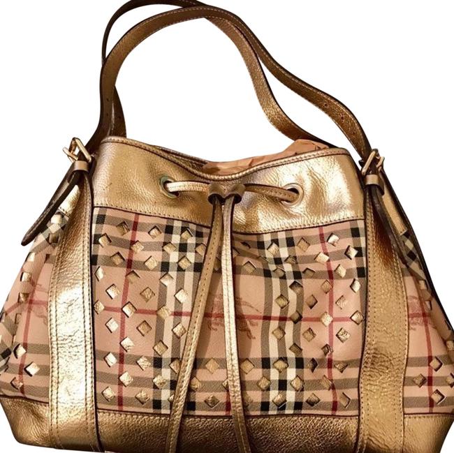 Burberry GoldBrown Leather Tote