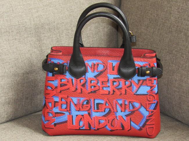 Burberry Graffiti Small Banner Black Leather Tote