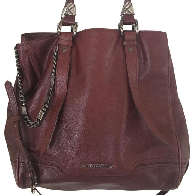 Burberry Grainy Chain Red Leather Tote