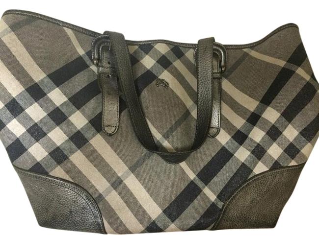 Burberry Grey Black and White Tote