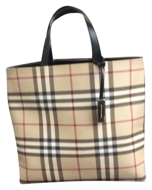 Burberry Hay Market Check Leather Tote