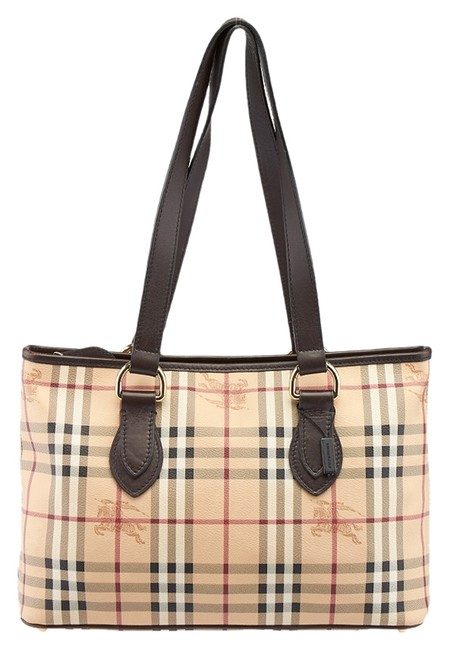 Burberry Haymarket 61460 Beige Coated Canvas Tote