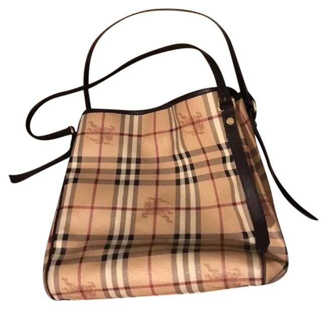 Burberry Haymarket Canterbury Purse Black Tan Red Tote