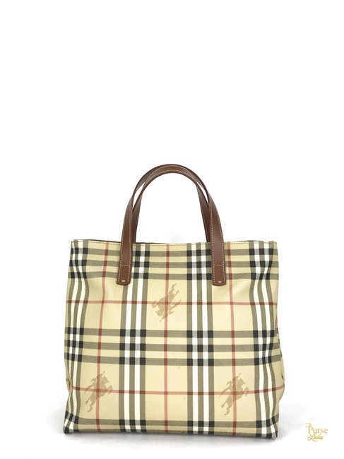 Burberry Haymarket Check #29332 Beige Coated Canvas Tote