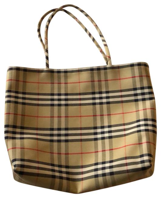 Burberry Haymarket Check Beige and Multicolored Canvas Tote