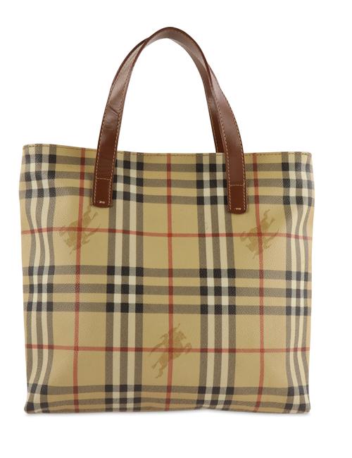 Burberry Haymarket Check Brown Coated Canvas Tote
