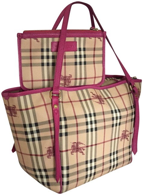 Burberry Haymarket Check Canterbury Euc Pink LeatherPvc Tote