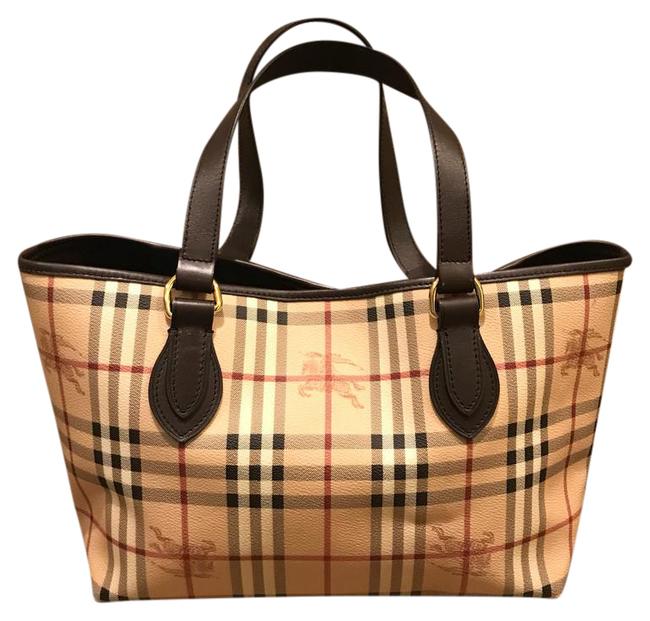 Burberry Haymarket Check Canvas Leather Tote