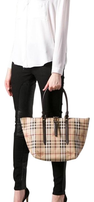 Burberry Haymarket Check Dark Brown Tote