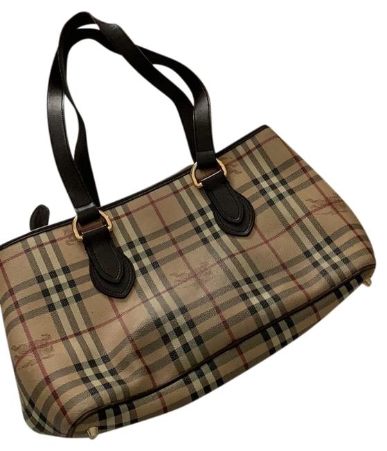 Burberry Haymarket Check Leather Tote