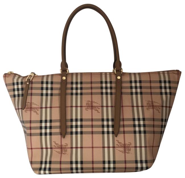 Burberry Haymarket Check Salisbury Camel Tote