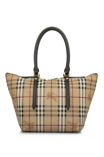 Burberry Haymarket Check Small Salisbury Chocolate Brown Coated Canvas Tote