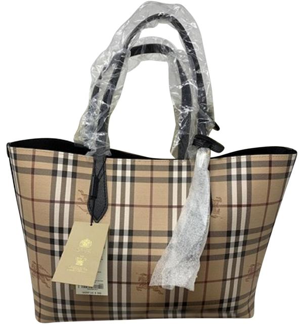 Burberry Bag Haymarket Colours Check Leather Reverse Black Tote