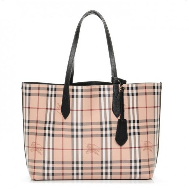 Burberry Haymarket Colours Check Leather Reverse Tote
