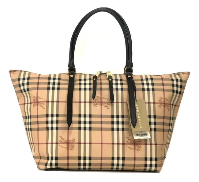 Burberry Haymarket Core Medium Salisburry Chocolate Coated Canvas Tote