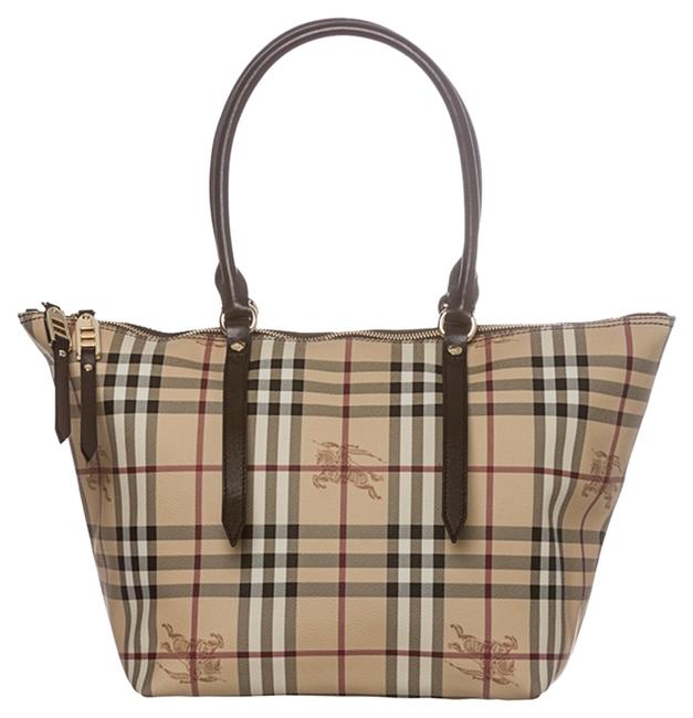 Burberry Haymarket Core Medium Salisbury ChocolateBeige Tote
