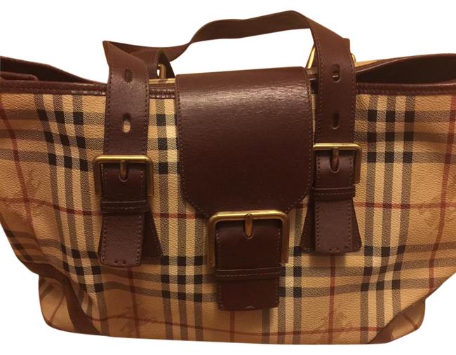 Burberry Haymarket Large Leather Tote