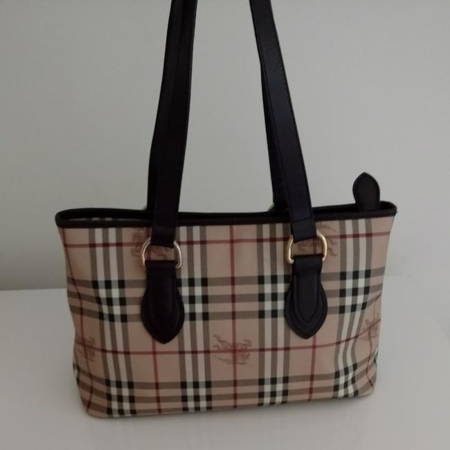 Burberry Haymarket Medium BrownBeige Pvc Tote