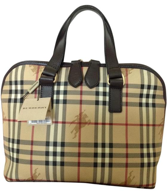 Burberry Haymarket Piccadilly Bowler Check Dark Brown Tote