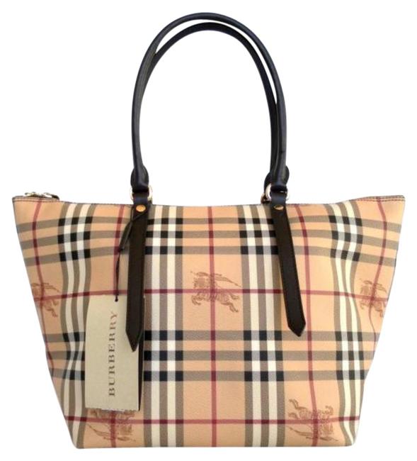 Burberry Haymarket Small Salisbury Check Leather Tote