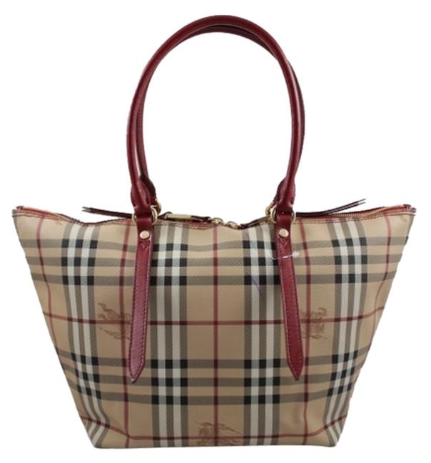 Burberry Haymarket Tan Nova Check PvcCanvasLeather Tote