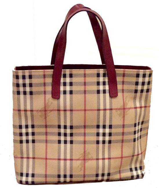 Burberry HaymarketNova Check Coated CanvasPvc Leather Tote