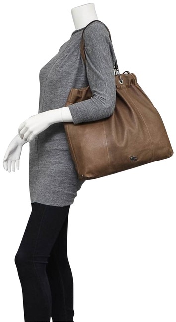 Burberry Hobo Elmgate Brown Lambskin Leather Tote