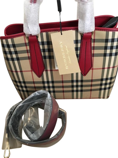 Burberry Shoulder Bag Horseferry Red Calfskin Leather Tote