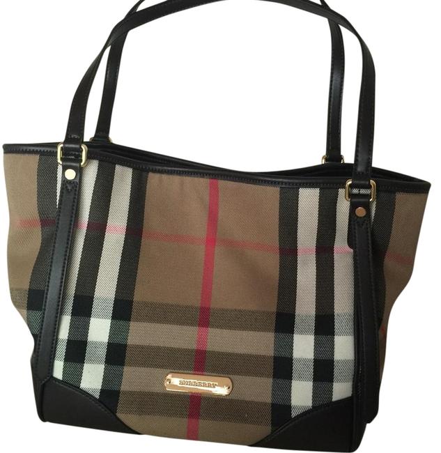 Burberry House Check and Leather Black Canvas Tote