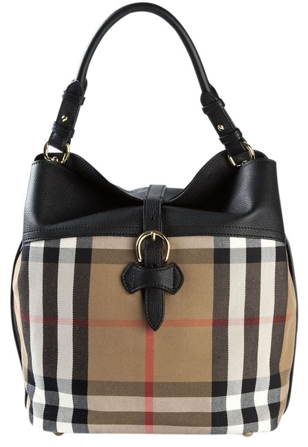 Burberry house Check Black Cotton and Leather Tote
