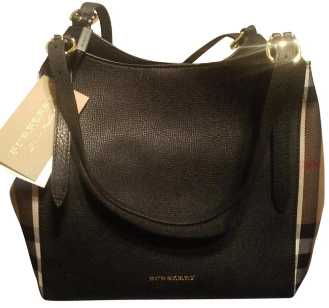Burberry House Check Canterbury Derby Black Grained Leather Tote