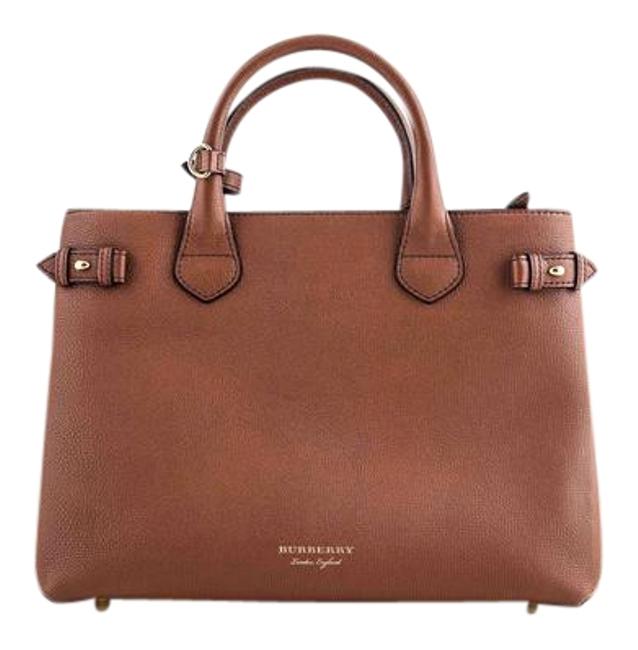 Burberry House Check Derby Leather Medium Banner Tan Tote