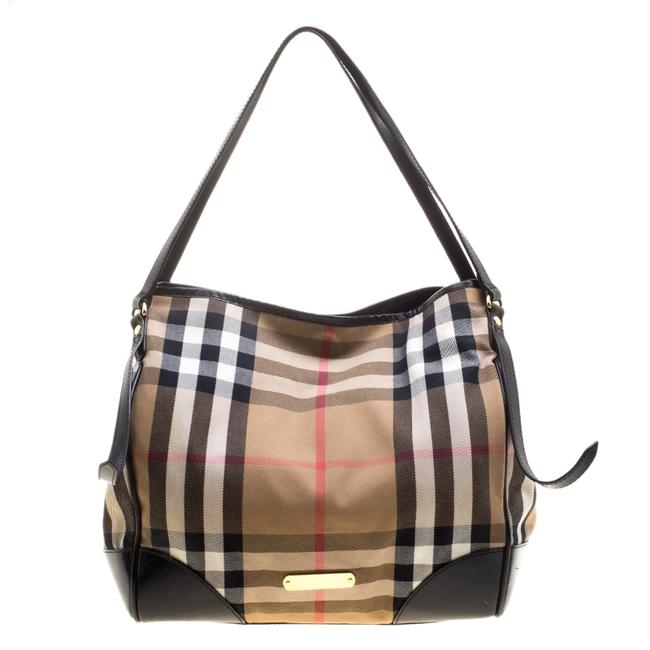 Burberry House Check Fabric and Leather Canterbury Black Canvas Tote