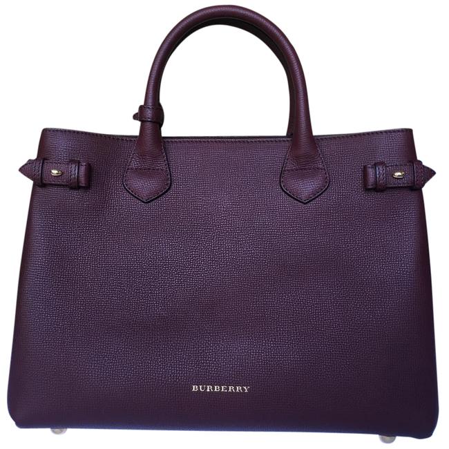 Burberry House Check Horseshoe Medium Banner Mahogany Red Leather Tote