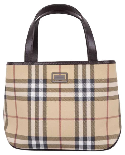 Burberry House Check Mini Tan Coated Canvas Tote