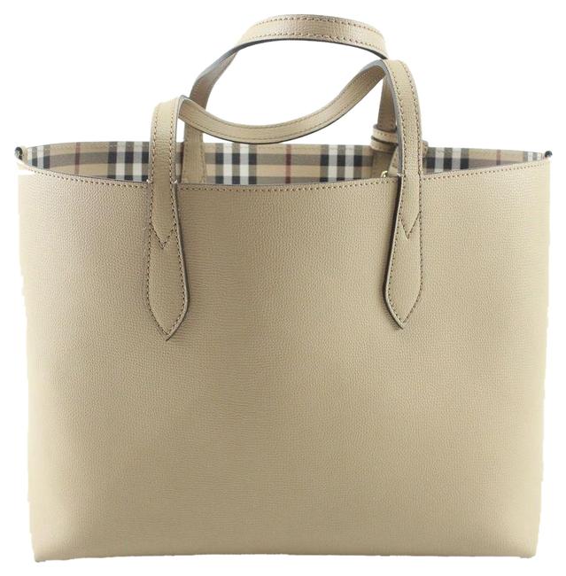 Burberry Reversible House Check Beige Leather Tote