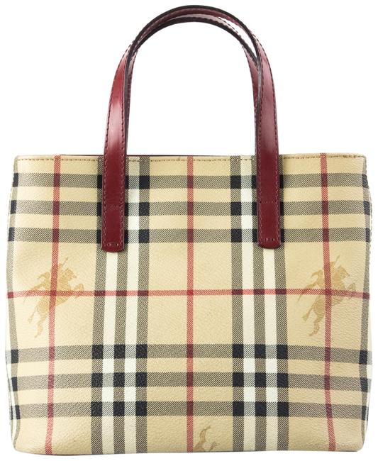 Burberry House Check Small Beige Coated Canvas Tote