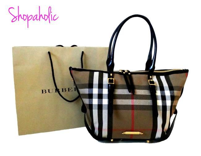 Burberry House Check Small Salisbury In BeigeBlack Tote