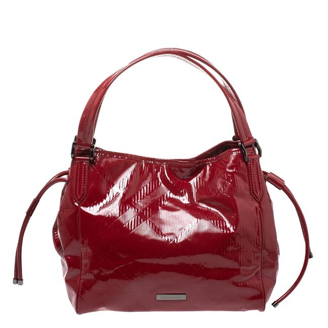 Burberry Italy Red Patent Leather Tote