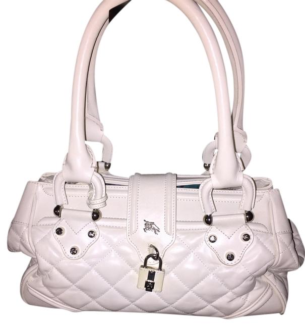 Burberry Ivory Quilted Leather with Silver Hardware Tote