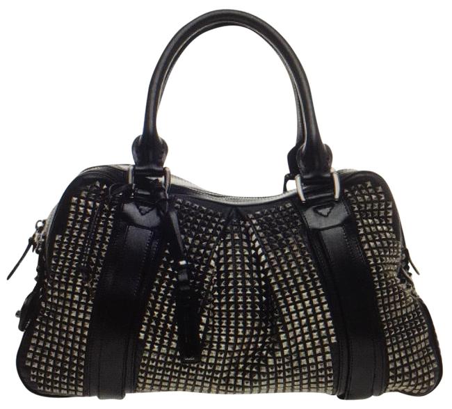 Burberry Knight Black Studded Leather with Silver Studs Tote