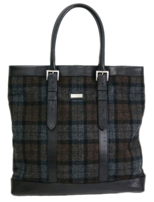 Burberry Bag Label Dark Brown LeatherNylon Tote