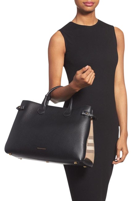 Burberry Large Banner Black Calf Leather Tote