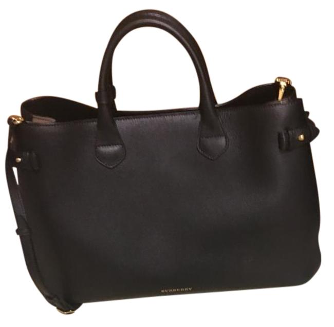Burberry Large Banner Black Leather Tote