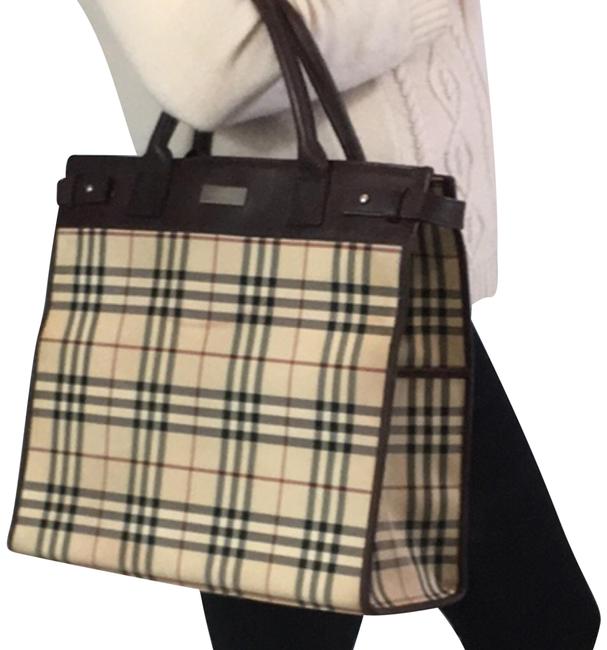 Burberry Large Beige Brown Canvas Tote