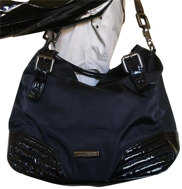 Burberry Bag Large Black Nylon Canvas with Patten Leather Tote