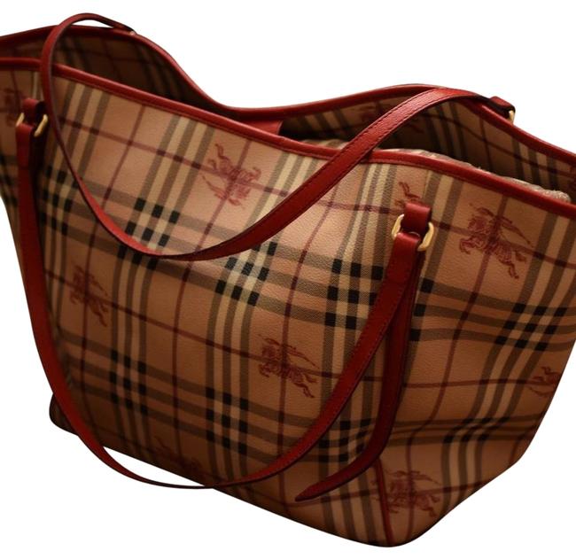 Burberry Bag Large Canterbury Haymarket Black White Red Tote